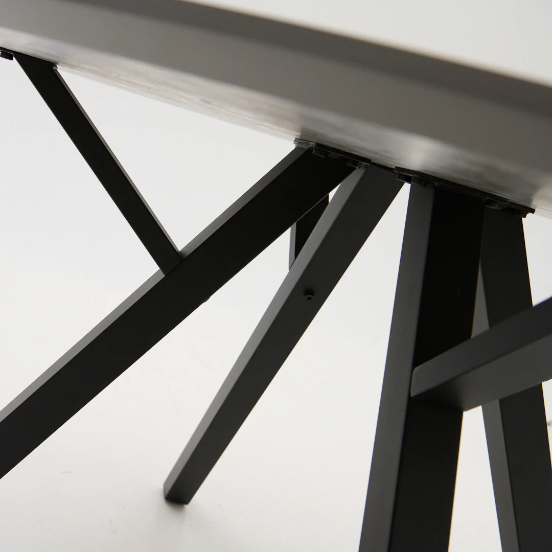 Akida Round Dining Table - Round Dining Table Faux Concrete / Black Powder - Image 5
