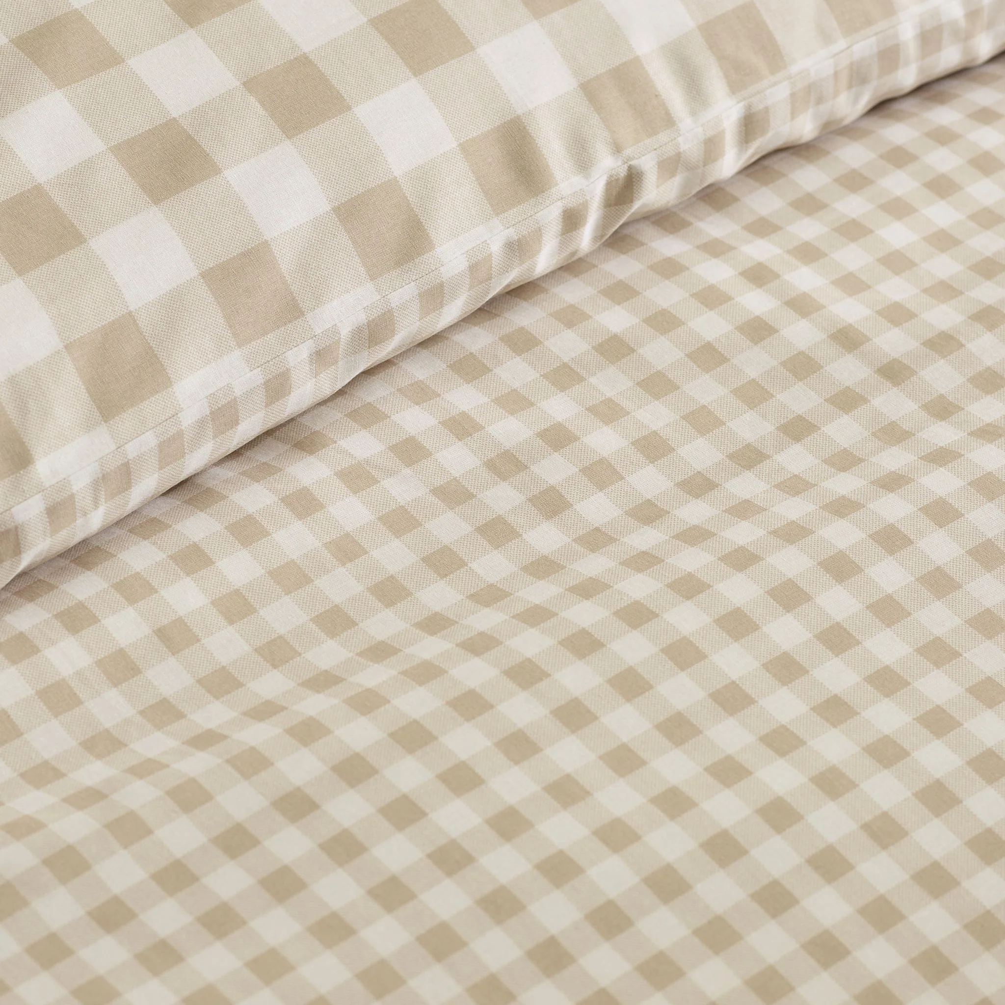 Catherine Lansfield Bamford Gingham Cream Check Duvet Set - Bamford Gingham Natural Check Duvet Set King - Image 4
