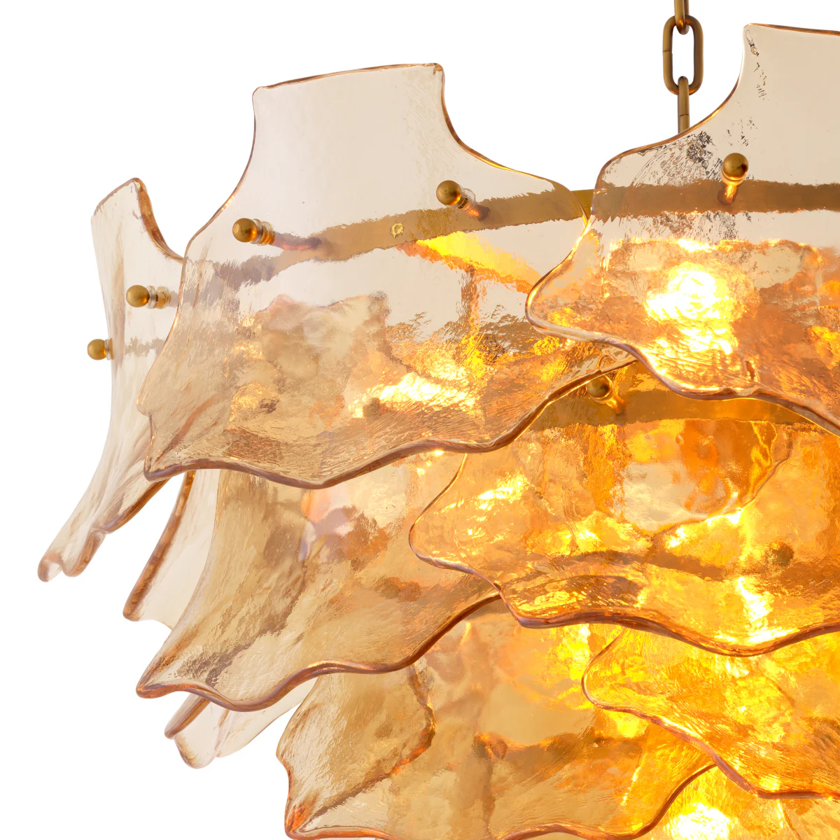 Eichholtz Clarendon Chandelier Antique Brass And Champagne Coloured Glass  - Chandelier Clarendon - Image 6