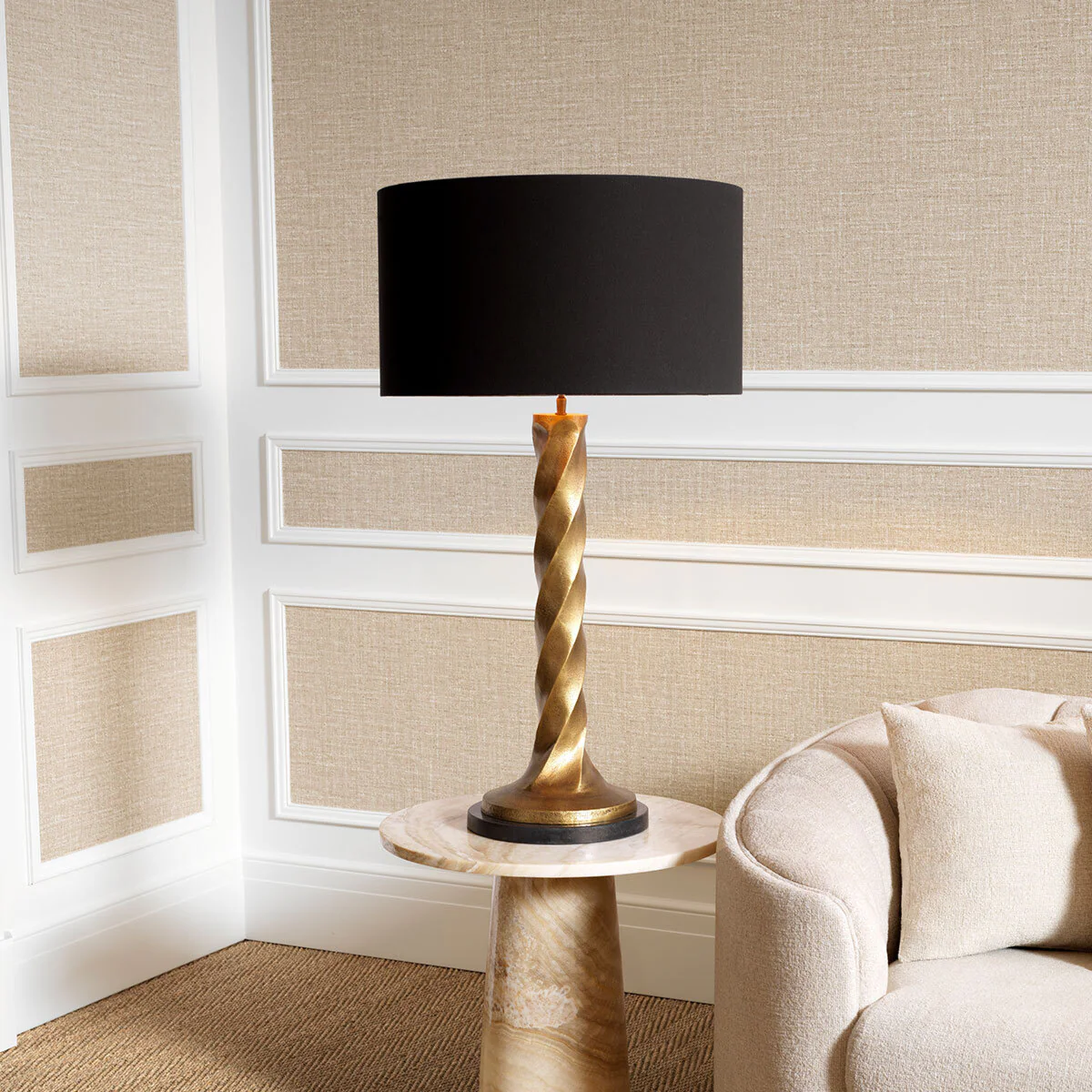 Eichholtz Costanza Table Lamp Vintgae Brass Finish Black Granite Base - Table Lamp Costanza - Image 2