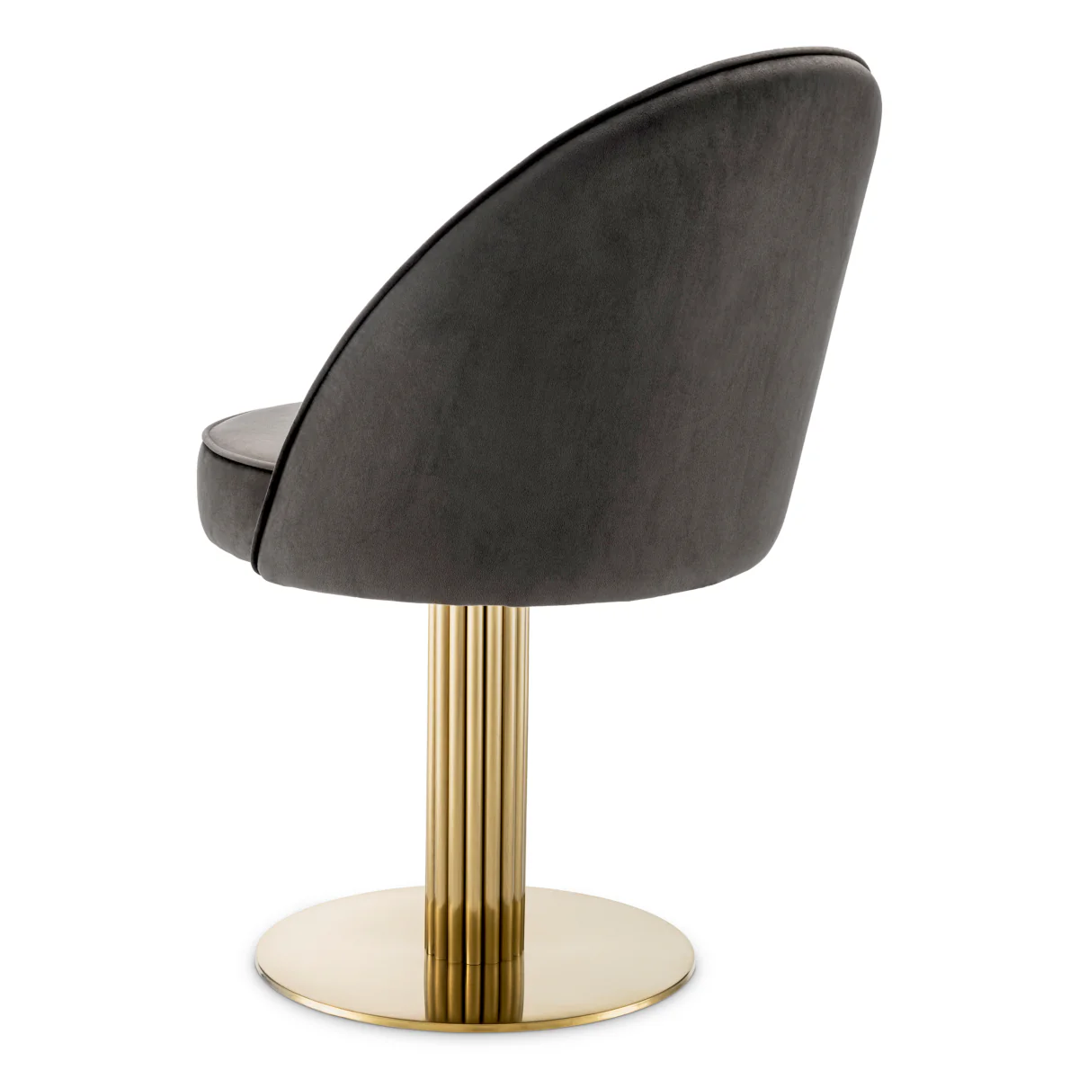 Eichholtz Dorland Swivel Dining Chair Roche Dark Grey Velvet  Brushed Brass Finish - Dorland Dining Chair with Swivel Base Roche Dark Grey Velvet  Brushed Brass Finish - Image 5