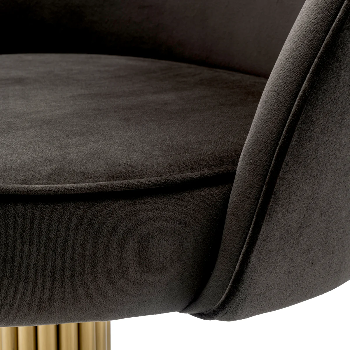 Eichholtz Dorland Swivel Dining Chair Roche Dark Grey Velvet  Brushed Brass Finish - Dorland Dining Chair with Swivel Base Roche Dark Grey Velvet  Brushed Brass Finish - Image 6