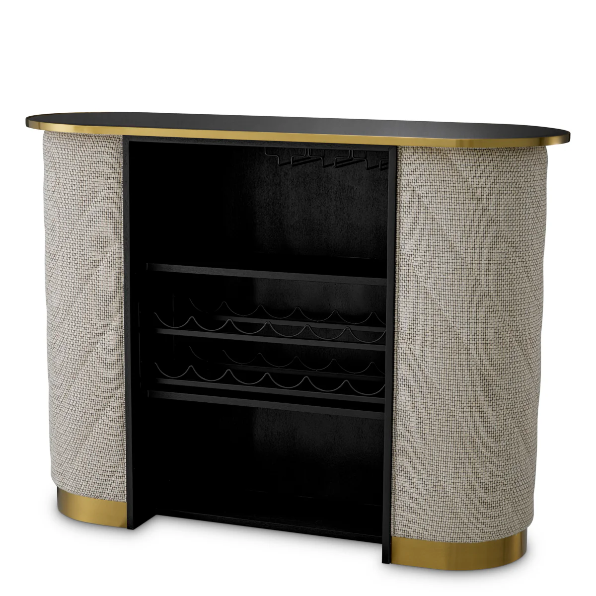 Eichholtz Matthew Bar Forrester Off-White  Black Beveled Glass  Brushed Brass Finish - Bar Forrester Off-White  Black Beveled Glass  Brushed Brass Finish - Image 4
