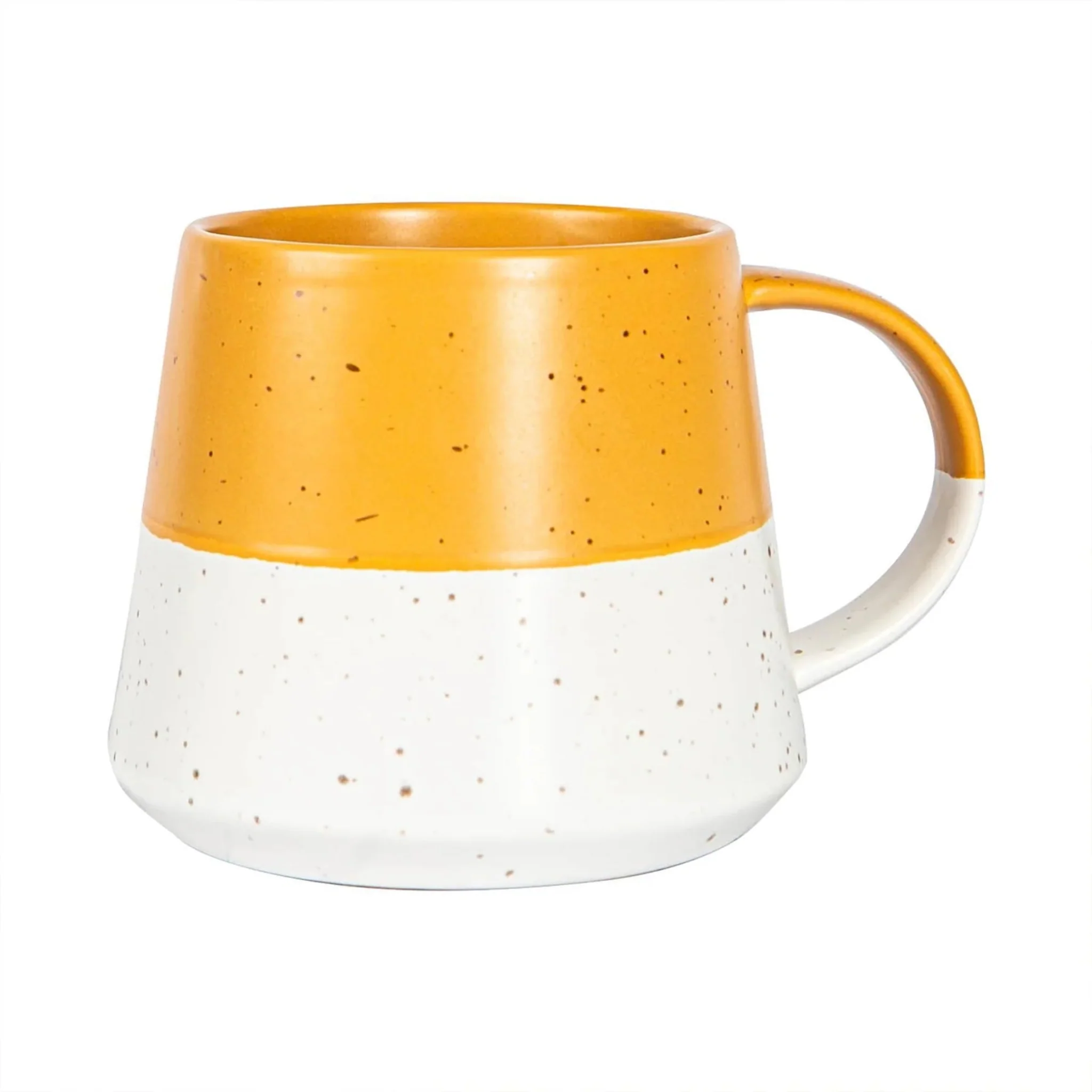 Flecked Two Tone Yellow Mug - Two Tone Flecked Belly Mustard Mug - Image 3