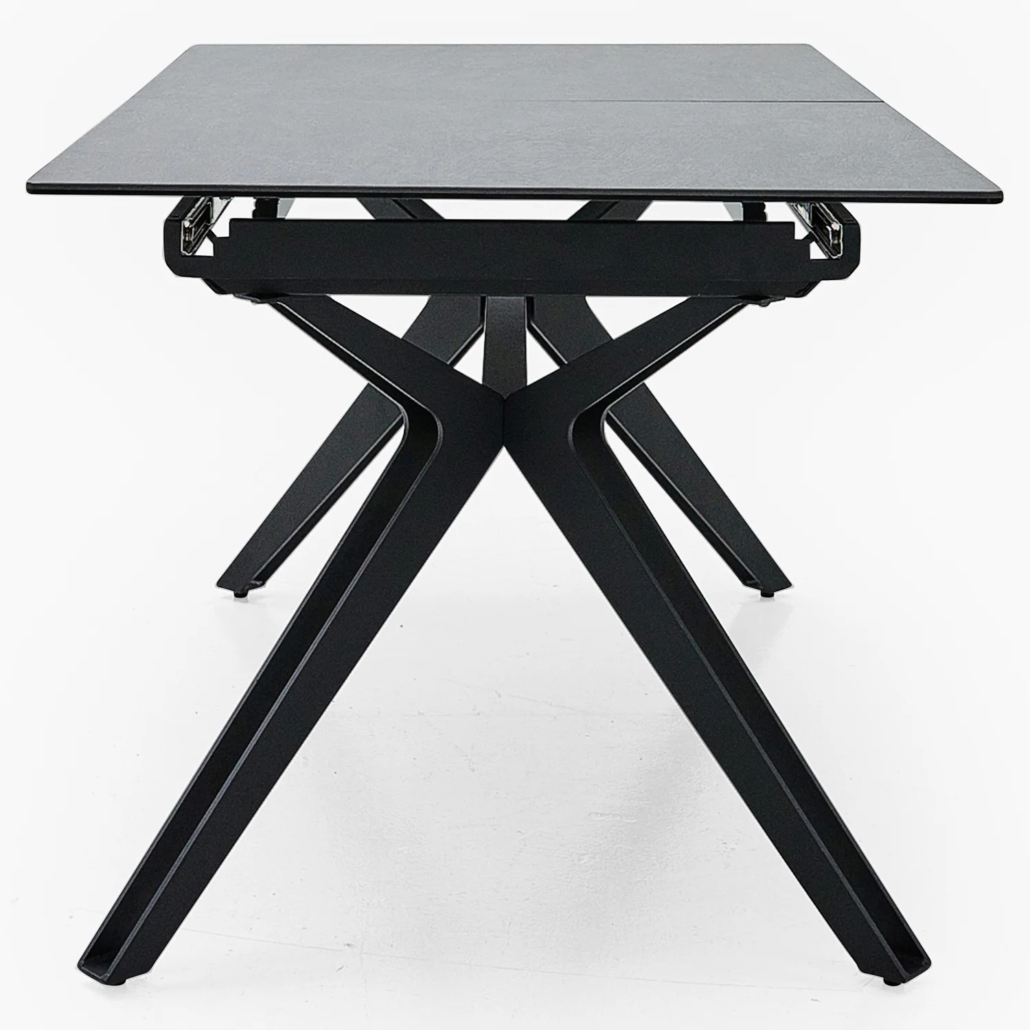 Honour Extending Dining Table - Ext Dining Table 140/180x90cm Grey Rhine Ceramic / Glass & Black Powder Base - 140cm - Image 5