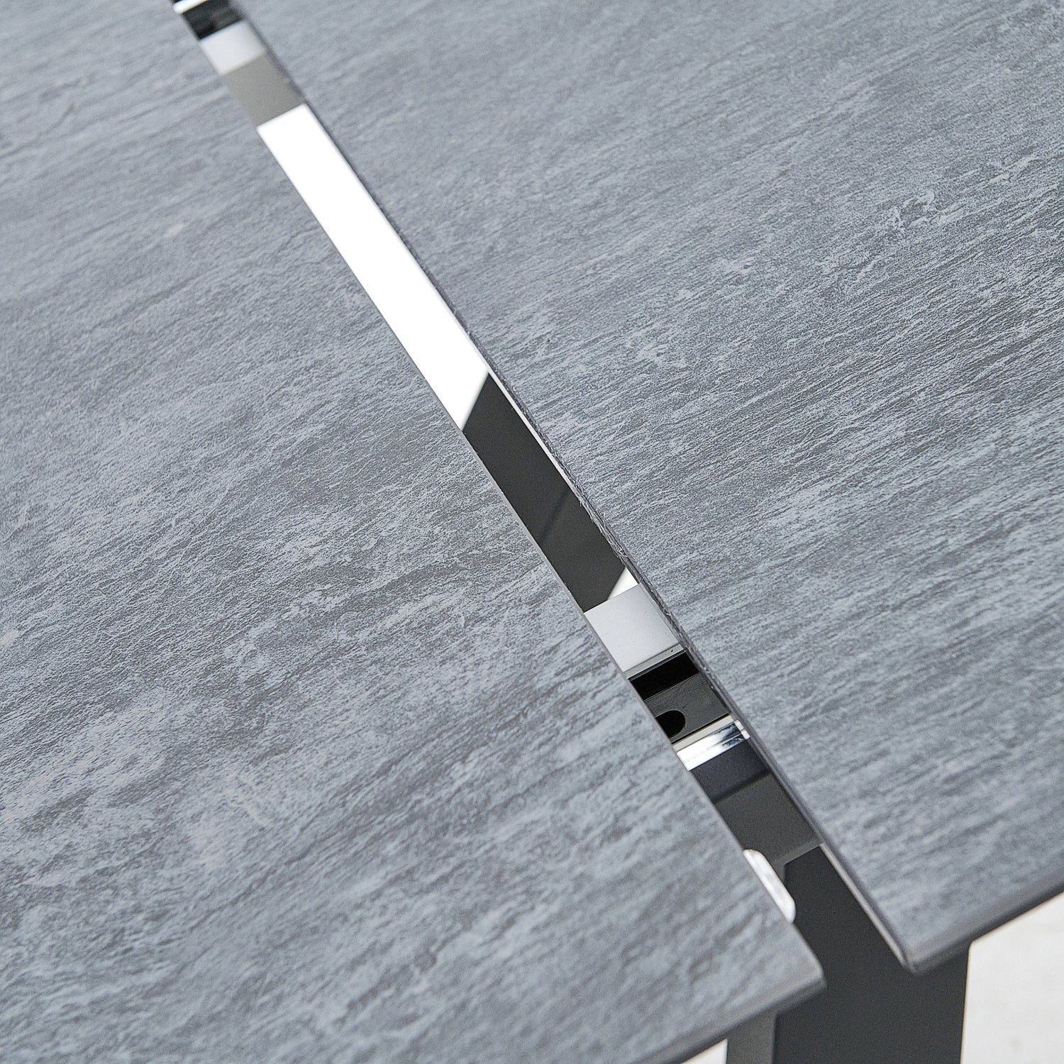 Honour Extending Dining Table - Ext Dining Table 140/180x90cm Grey Rhine Ceramic / Glass & Black Powder Base - 140cm - Image 6