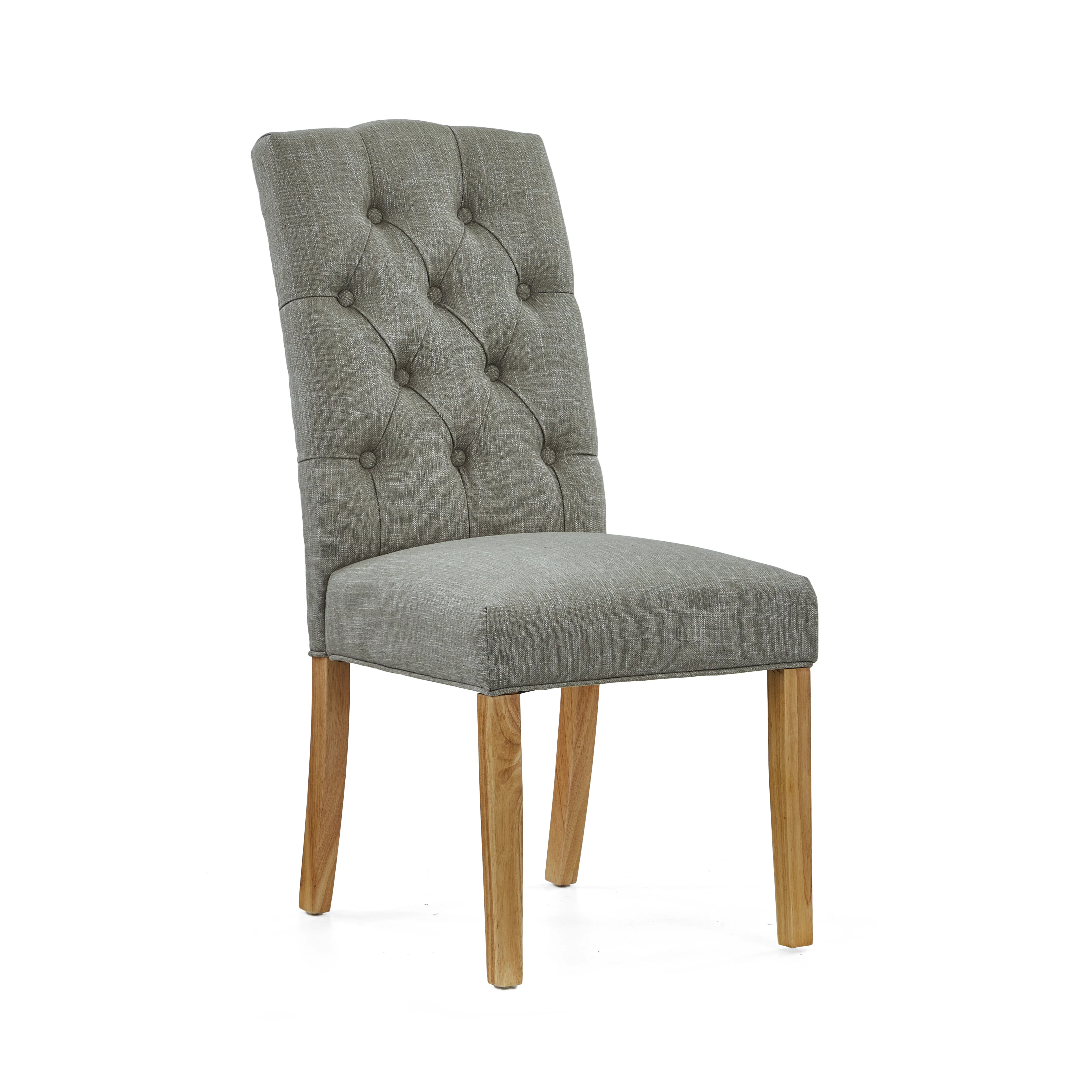 Navarre Pair of Grey Buttonback Dining Chairs - Button Back Dining Chair - Pair Grey - Image 2
