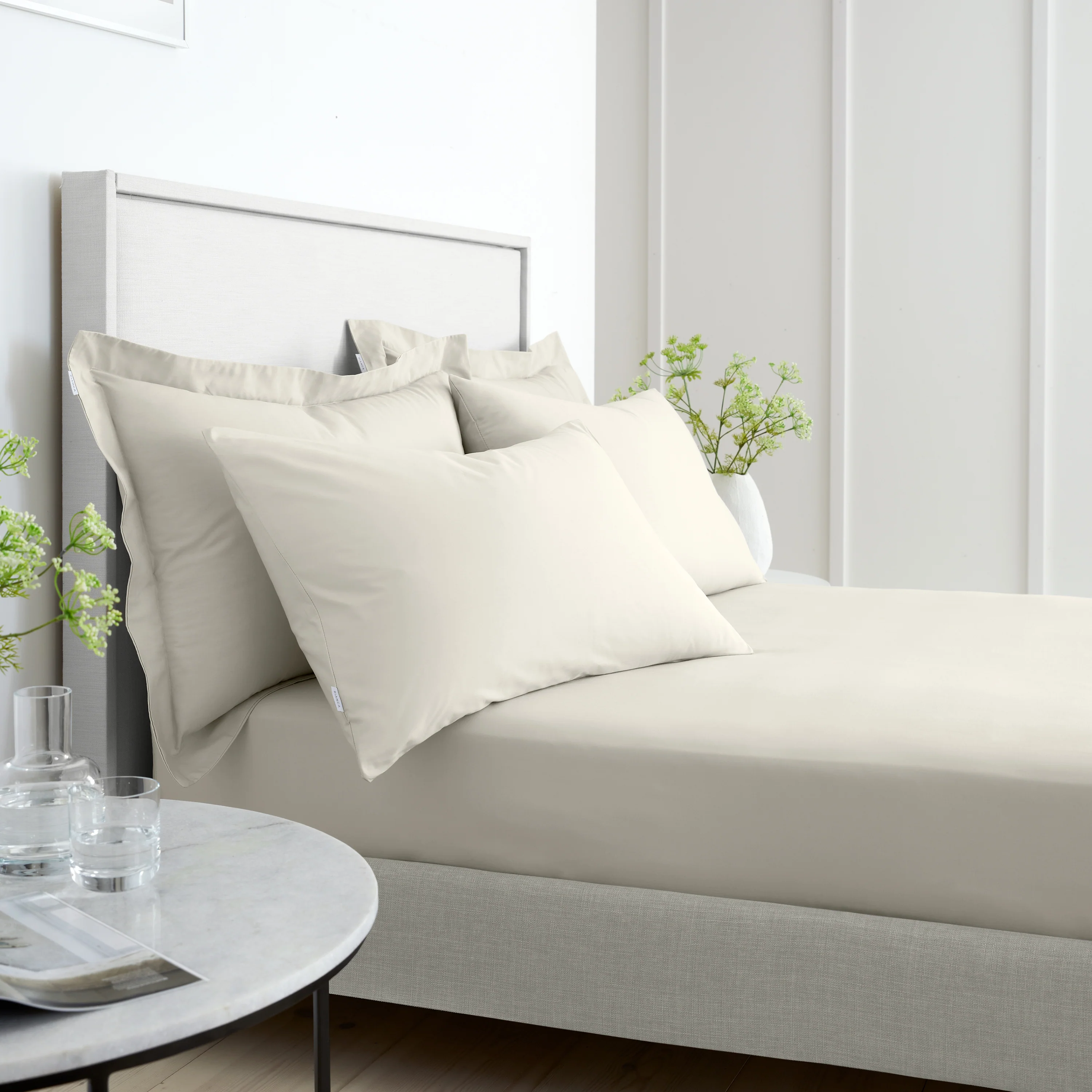 Bianca Percale Cream Standard Pillowcase Pair - 200TC Percale Natural Std Pillowcase Pair - Image 2