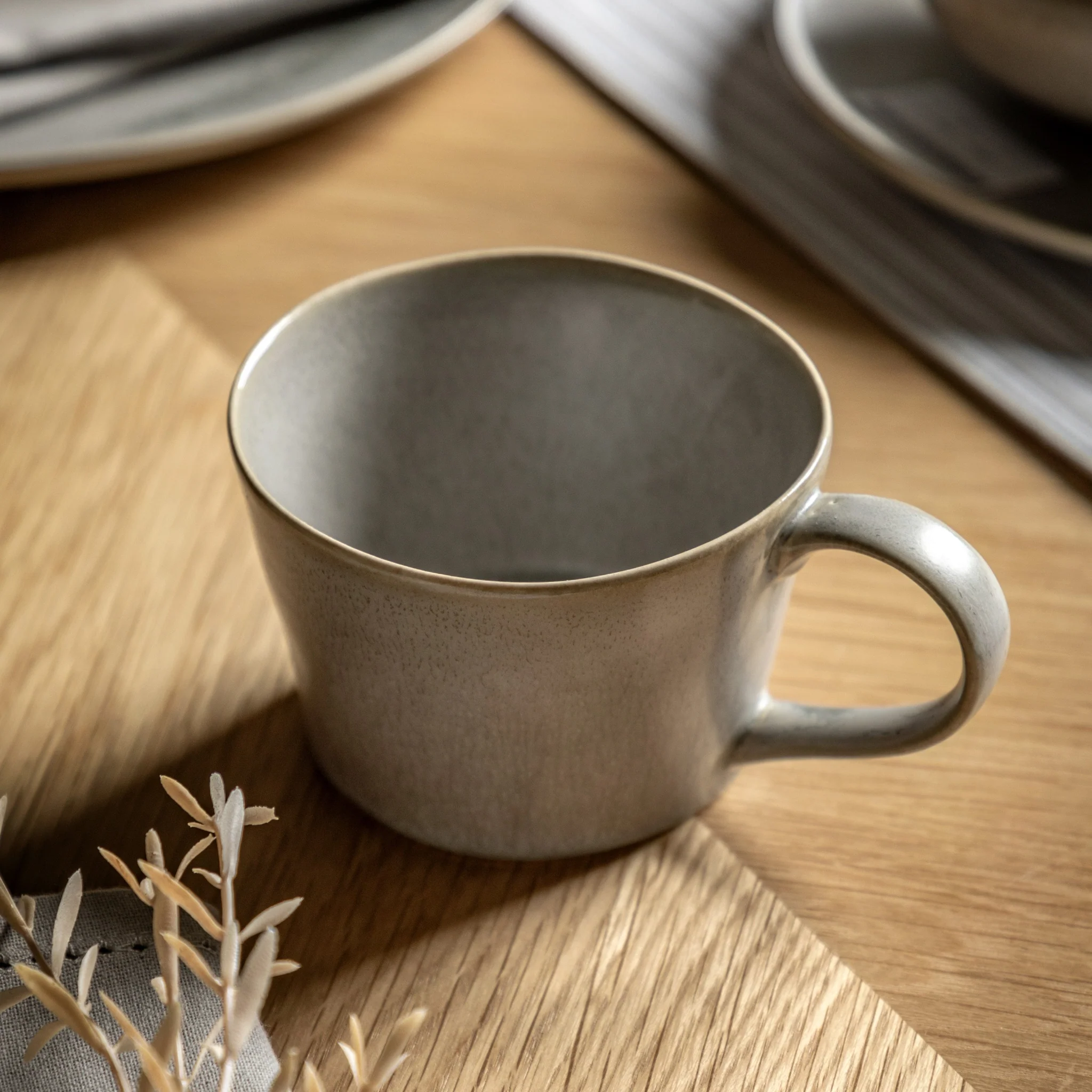 Reactive Organic Set Of 4 Grey Mugs - DHD Pebble Glaze Mug Dove Grey 4Pk
