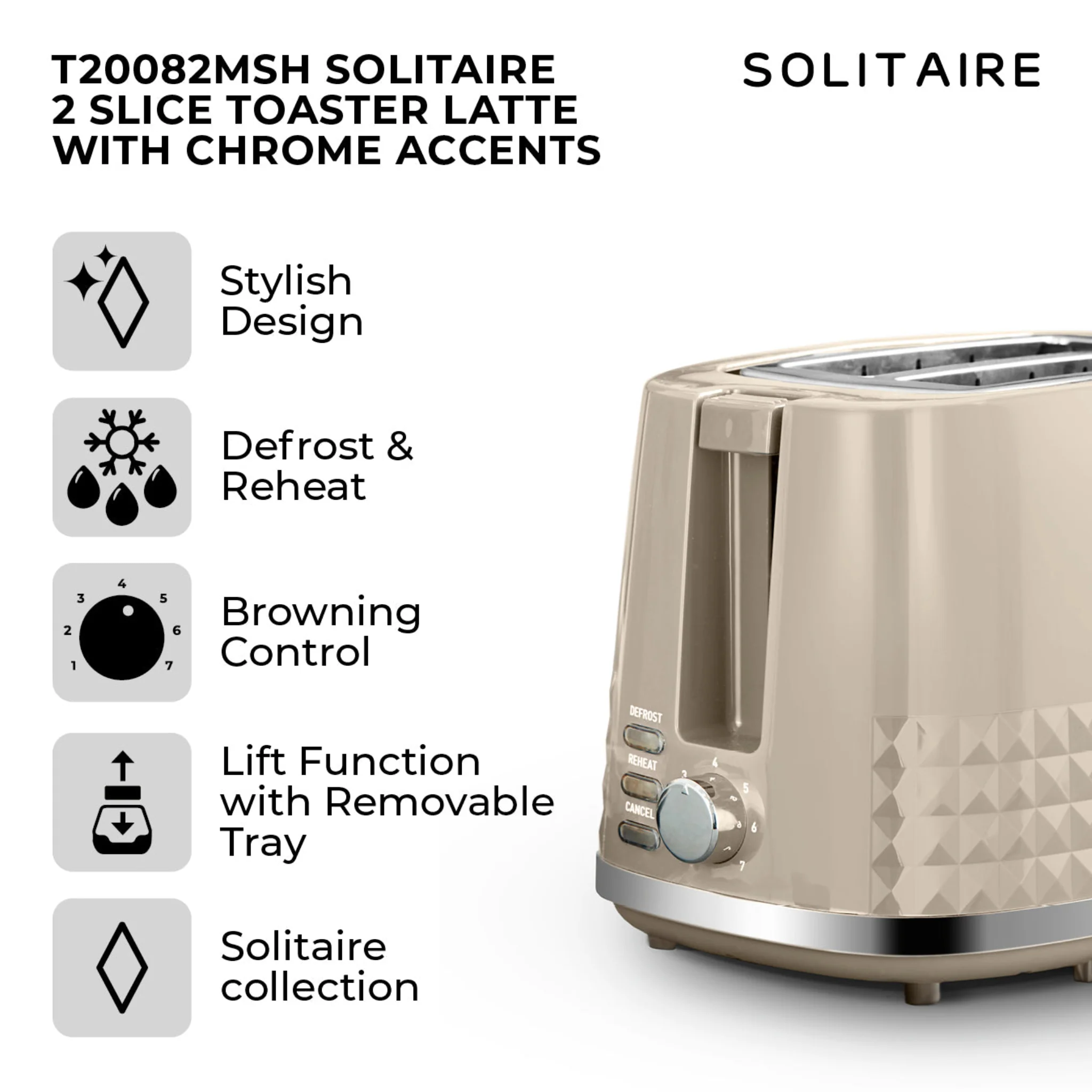 Solitaire Toaster 2 Slice Mushroom - Image 2