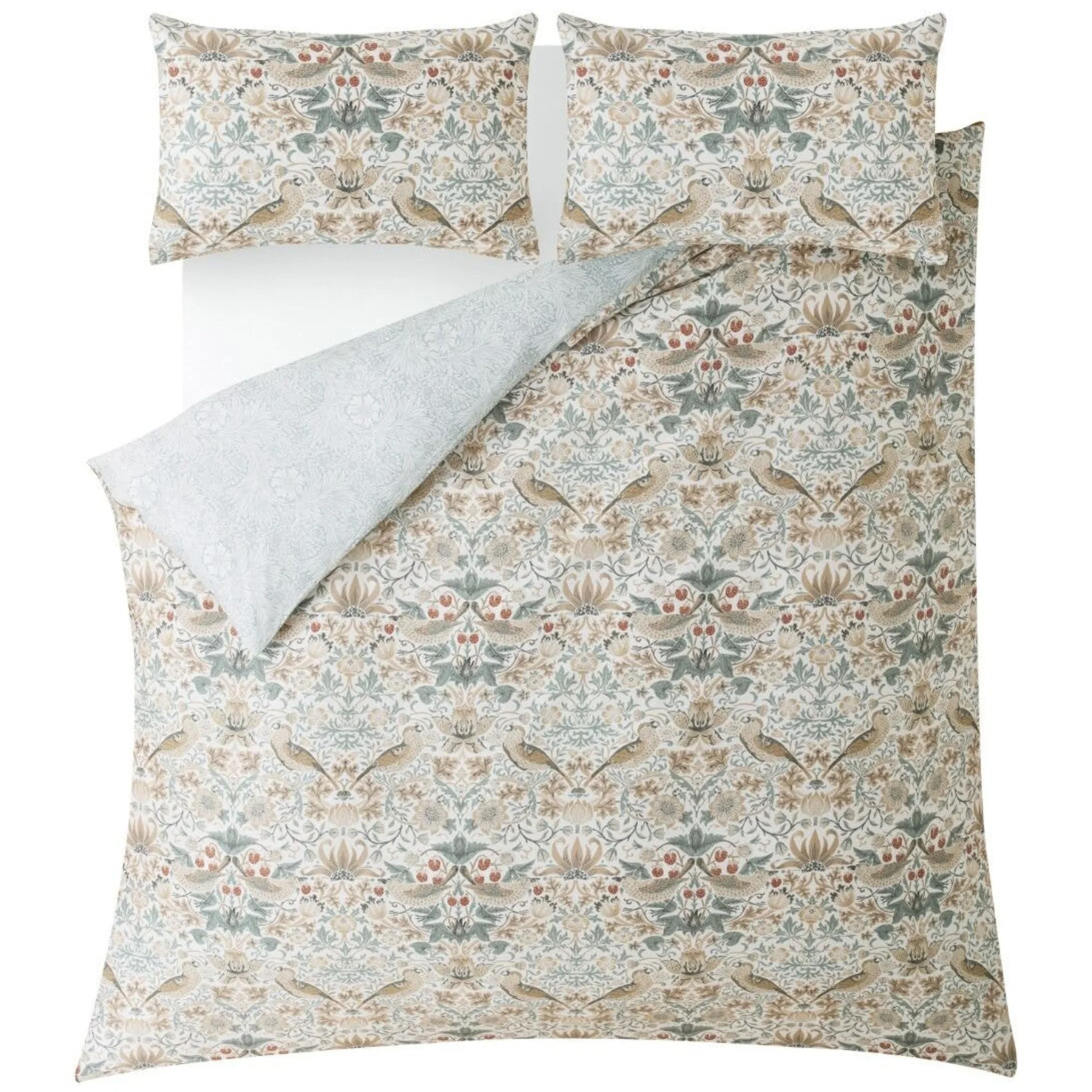 William Morris At Home Strawberry Thief  Duvet Cover Set - Strawberry Thief Duvet Set Double - Double - Image 2