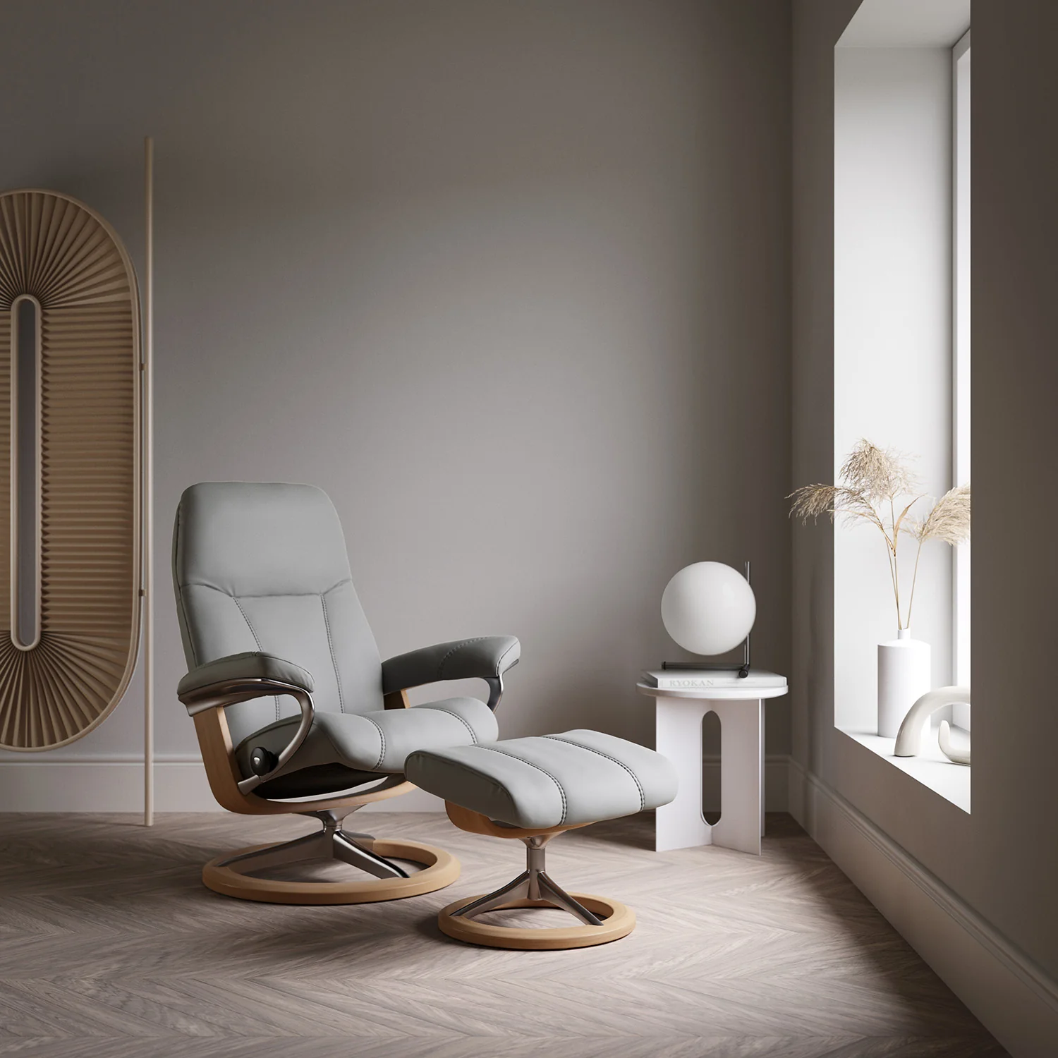 Stressless Consul Chair + Stool Signature Base -  Chair + Stool Signature Base Batick-Promotion - Manual Recliner - Large - Image 2