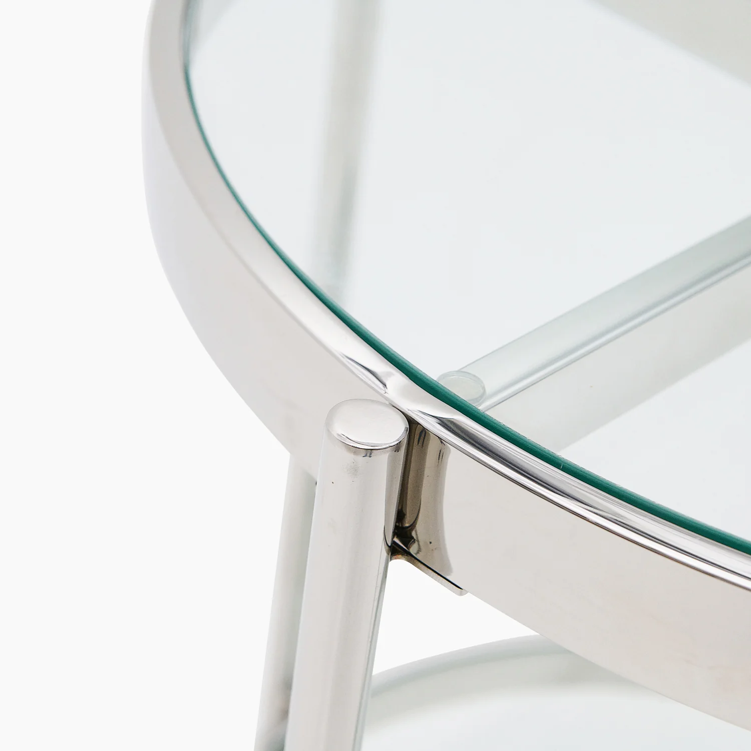 Venice Side Table - Lamp Table Clear Glass / Stainless Steel - Image 4