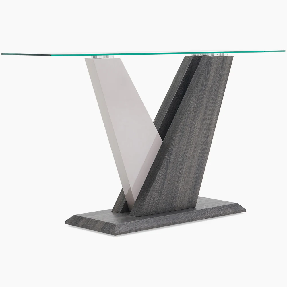 Zenith Console Table - Sofa Table Champagne High Gloss / Dark Grey - Image 3